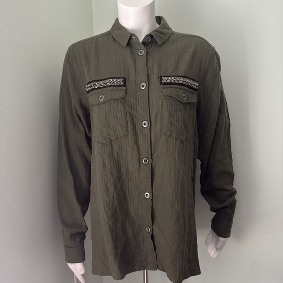 Kooples Printed Army Shirt Large NEW - Picture 2 of 8